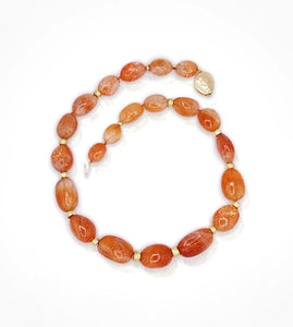 [ NE08299 ] 18k Beads 14K Clasp Baroque Sunstone Bds