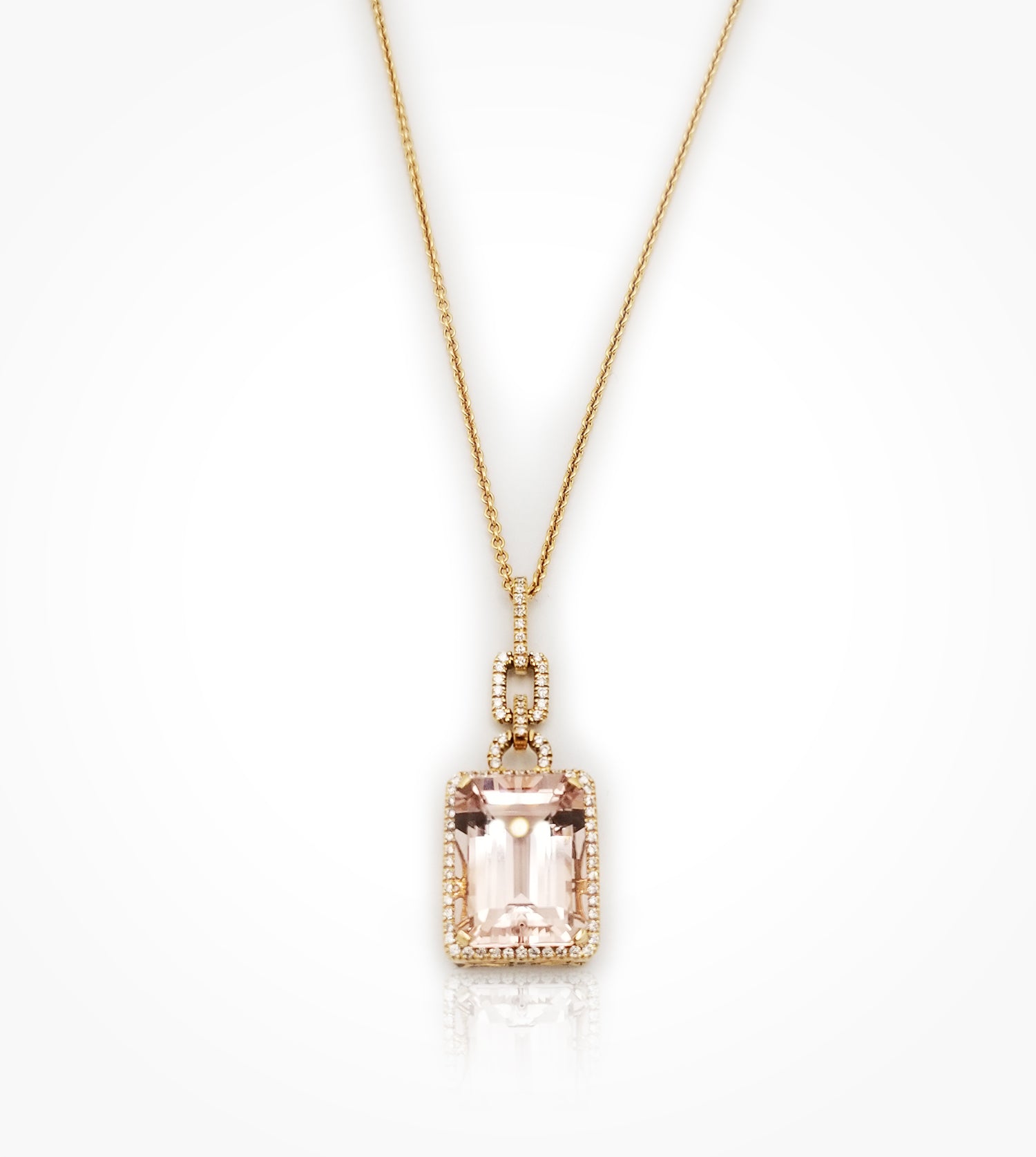 NE08188  18kt pink gold morganite and diamond necklace  SOLD