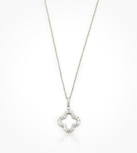 PD07680  14KWG quatrefoil diamond pendant only, 26 diamonds= 0.79cts, g si.