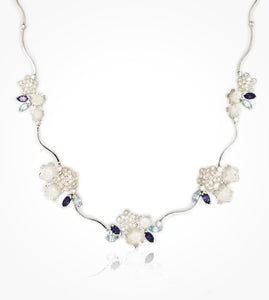 NA-005288 -18kt white gold diamond, blue topaz and Iolite necklace.