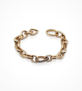 BR07310 18KP oval and pear shape links, center link pave with brown diamonds=0.72cts $12200.00