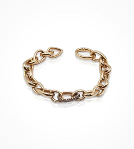 BR07310 18KP oval and pear shape links, center link pave with brown diamonds=0.72cts $12200.00