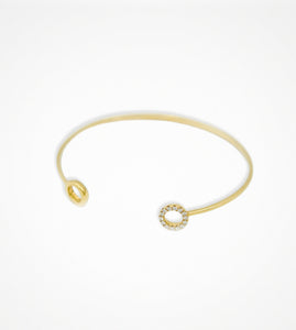 BR07321 18kt yellow gold double circle diamond Bangle
