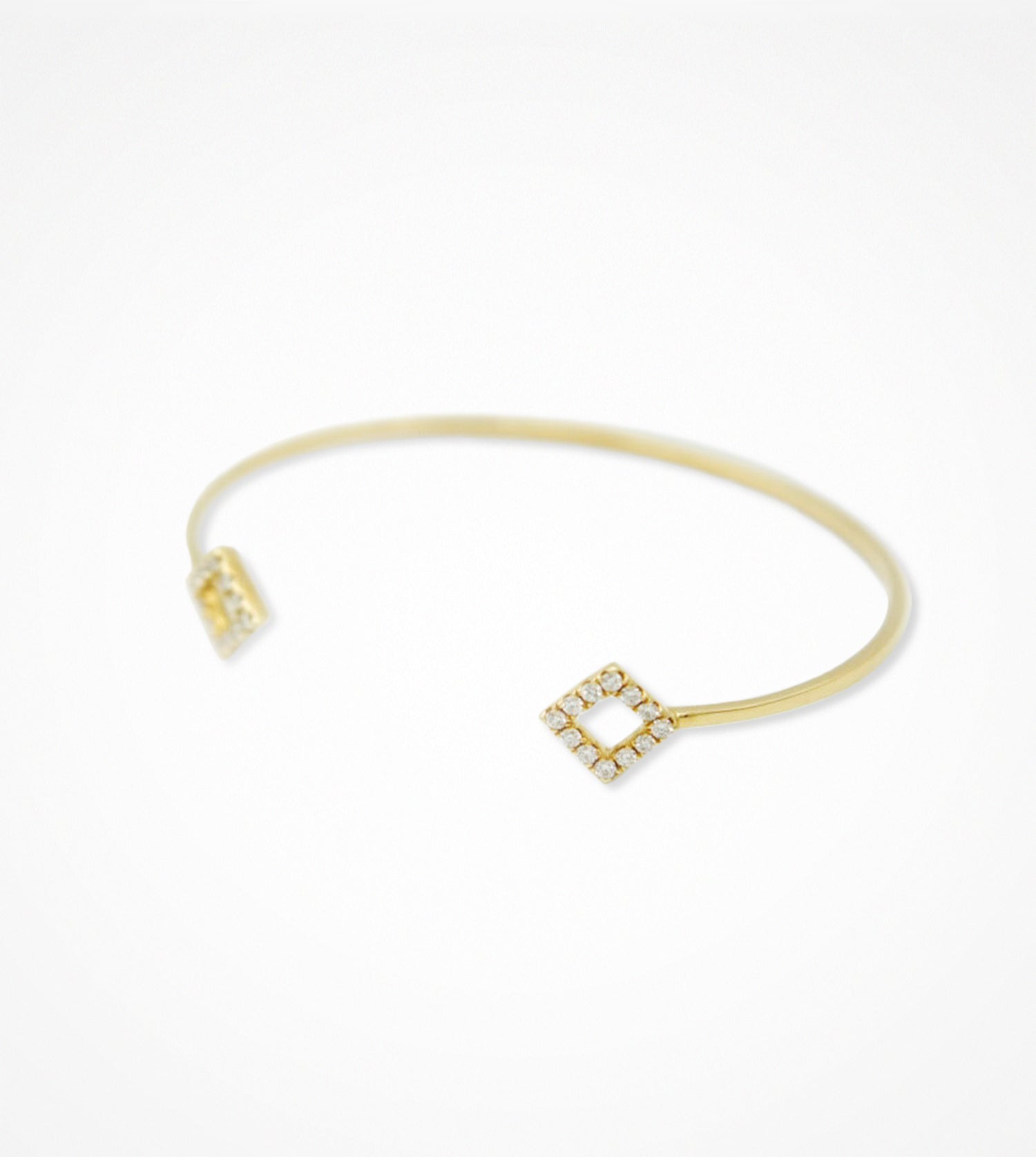 BR07322 18kt yellow gold double square diamond bangle bracelet