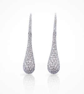 ED-007954-18K white gold pave diamond tear drop earrings Diamonds=3.91cts, G,-Si1