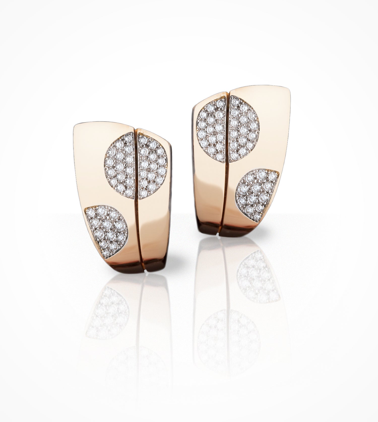 ER00502 18K rose gold Earrings with pave diamonds =1.00ct g-si. Call for pricing