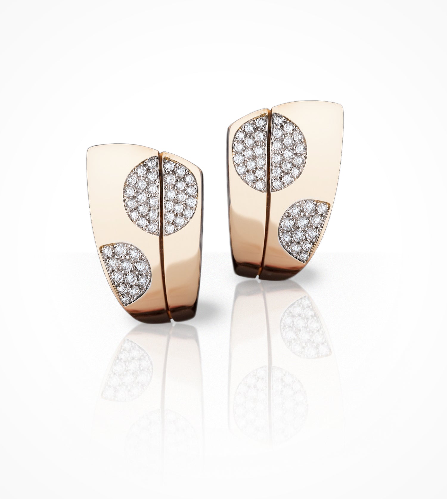 ER00502 18K rose gold Earrings with pave diamonds =1.00ct g-si.