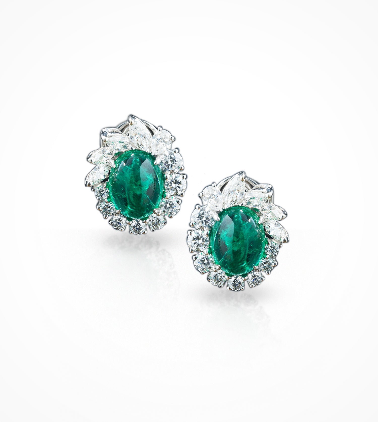 ER00569-18K white gold Emerald & diamond earrings - SOLD