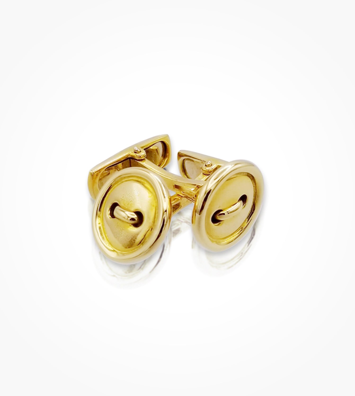 IG-003231-18kt yellow gold button cufflinks, 12.7mm diameter