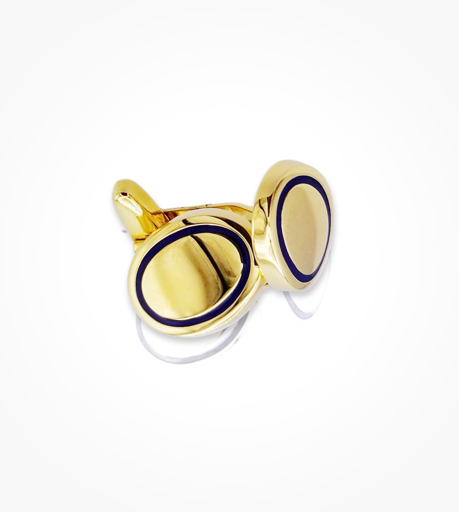IG-004263-18kt yellow gold oval enamel cufflinks.-13.5x17mm