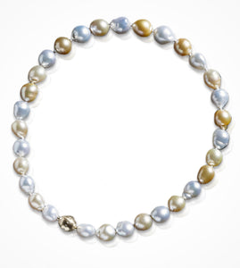 NE-004076 18KY diamond=0.13ct clasp & white and gold South Sea pearls-10.8-13.7mm