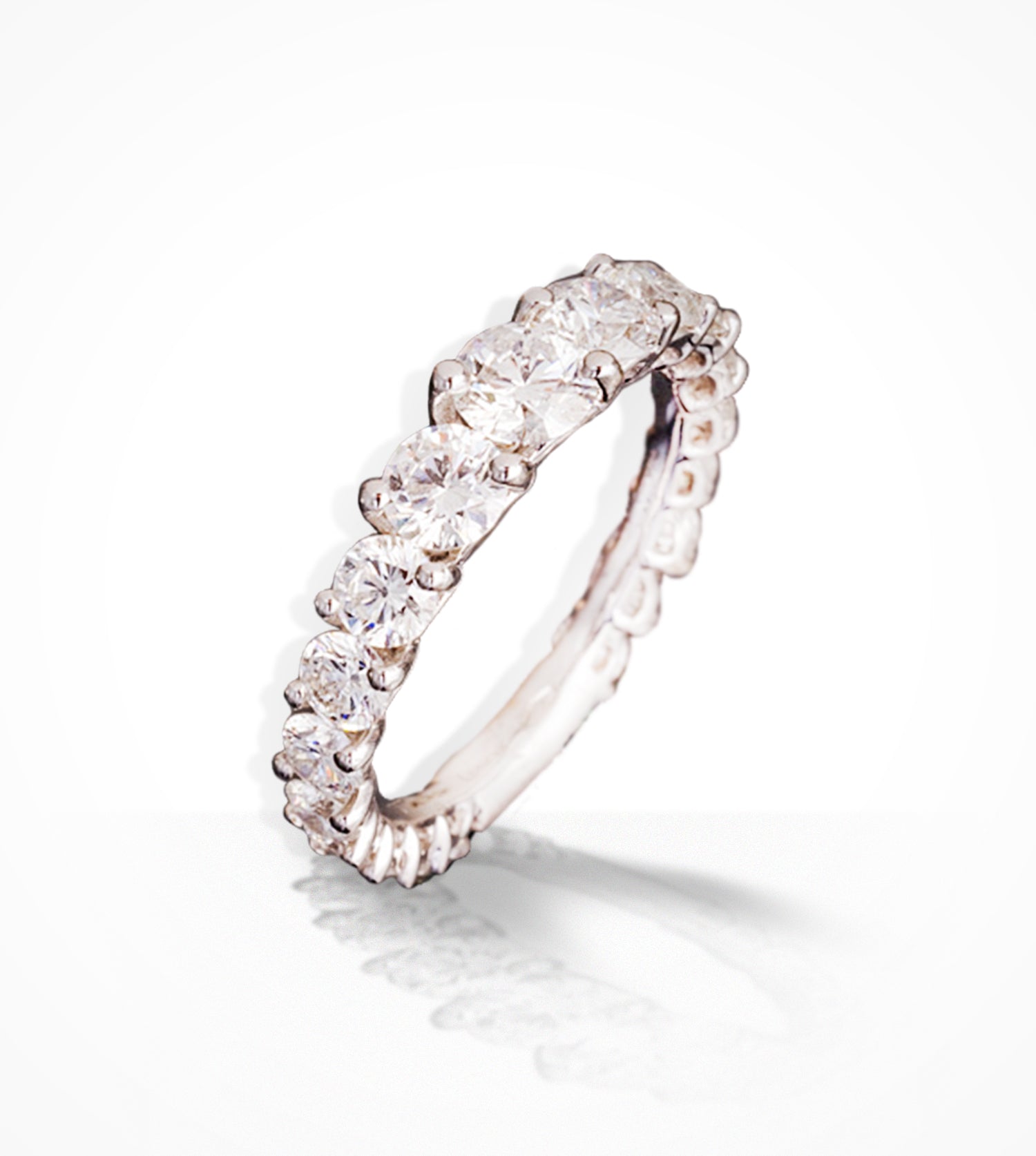 RG00035 18K White gold  19 Diamonds two claw tapered eternity band Ring