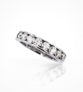 RG00071 18K white gold half eternity band, 9 diamonds=1.00cts H vs-si