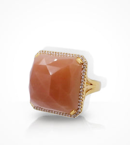 RG00114 18KP brown moonstone and diamond ring.