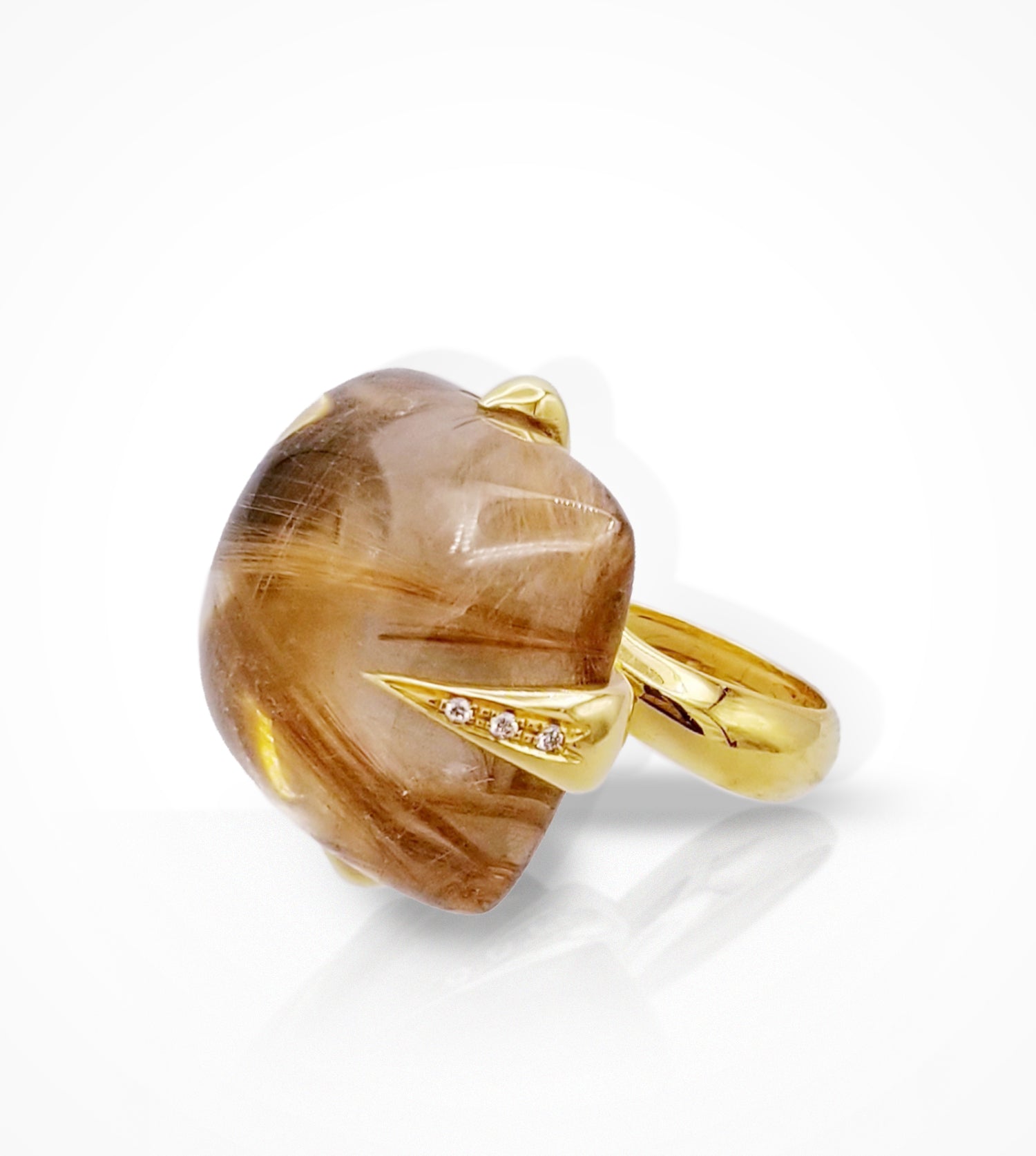 RG00125 18KP rutilated quartz and diamond Ring