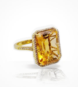RH-003857 18K Yellow gold citrine and 122 diamonds ring ready-to-wear jewellery at Secrett.ca in Toronto Downtown Yorkville