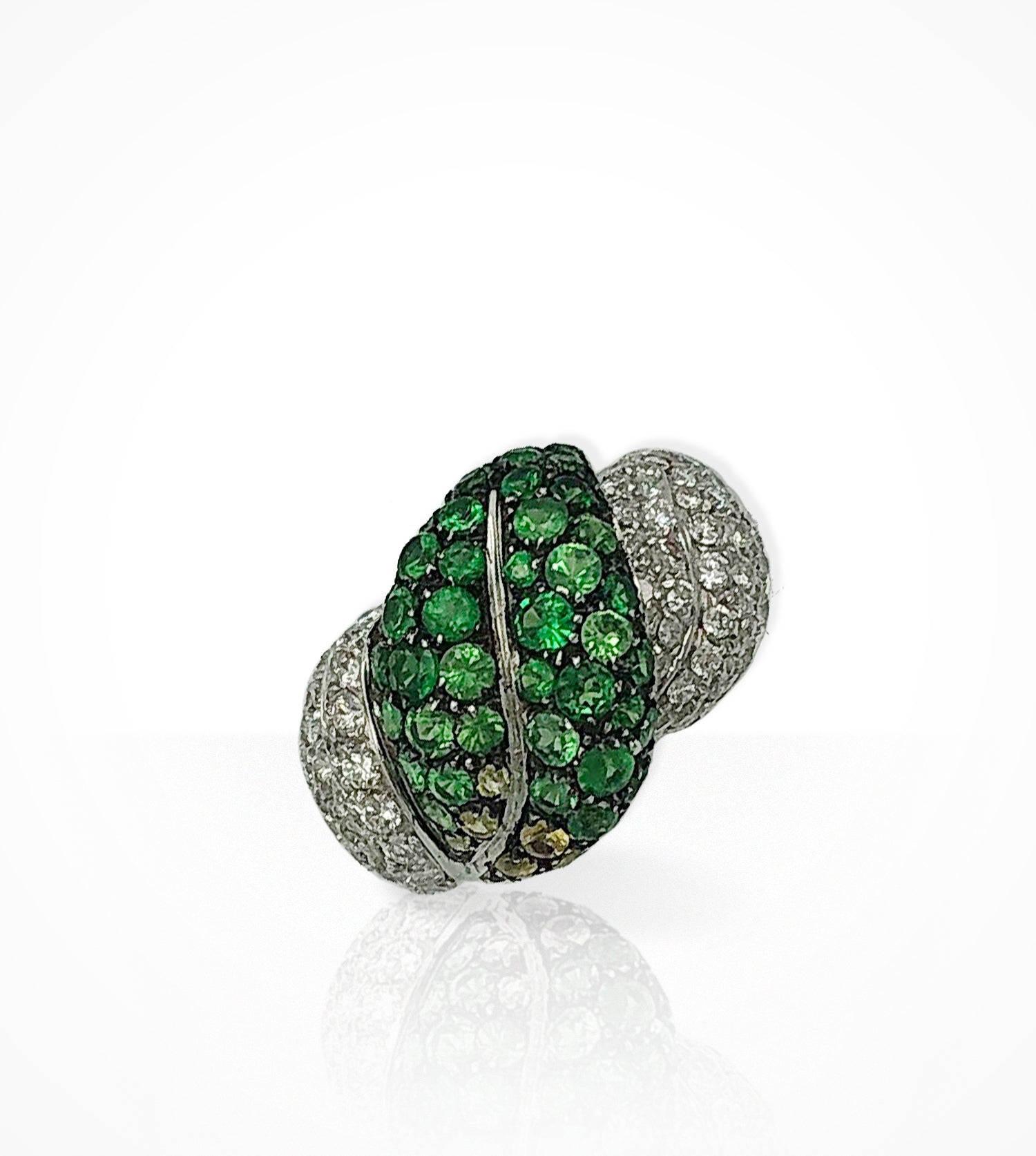 RH-005094 18kw Pave diamond tsavorite & yellow sapphire Ring