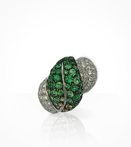 RH-005094 18kw Pave diamond tsavorite & yellow sapphire Ring
