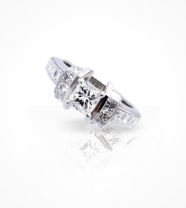 RN-001017 Platinum Engagement Ring 1pc-Di=0.55cts, 16pc=1.15G, SI1 ready-to-wear jewellery at Secrett.ca in Toronto Downtown Yorkville