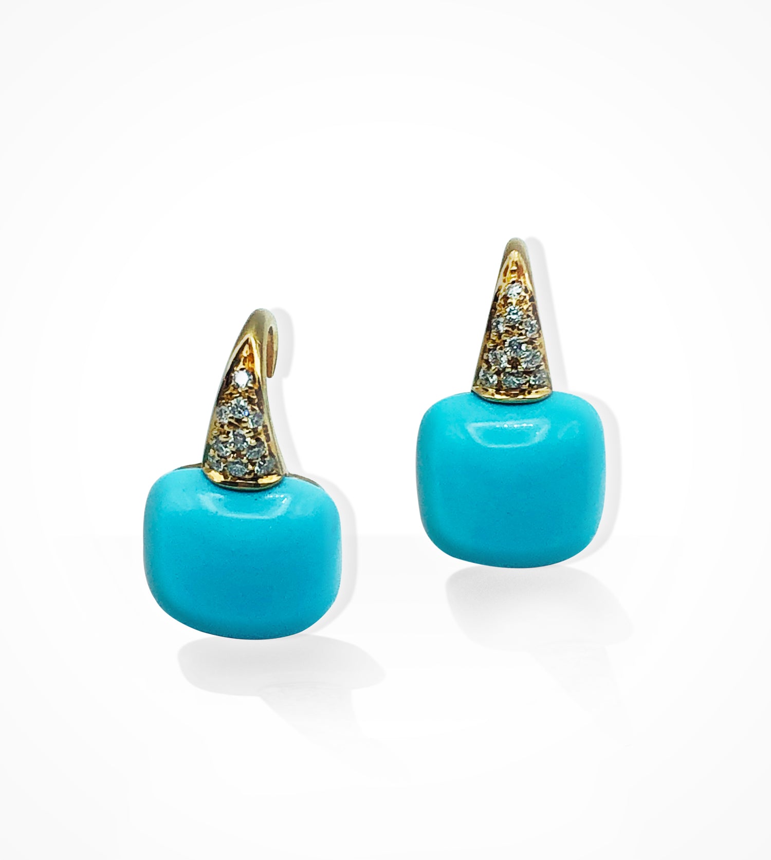 ER00538 18KPG diamond and turquoise earrings SOLD