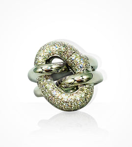 RI-000990 18kt white gold pave diamond knot ring