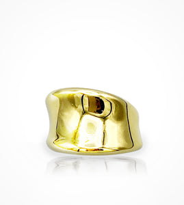 RB-003467 18kt white & yellow gold wide sculptured band