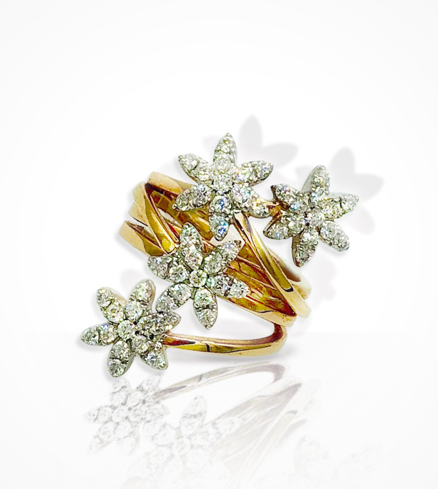 RL-003609 18kt White & Rose Gold Diamond Flower Ring ready-to-wear jewellery at Secrett.ca in Toronto Downtown Yorkville